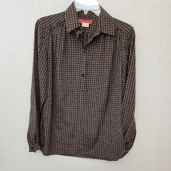 Vintage 80's Halston‎ 111  button blouse popover - Picture 1 of 9